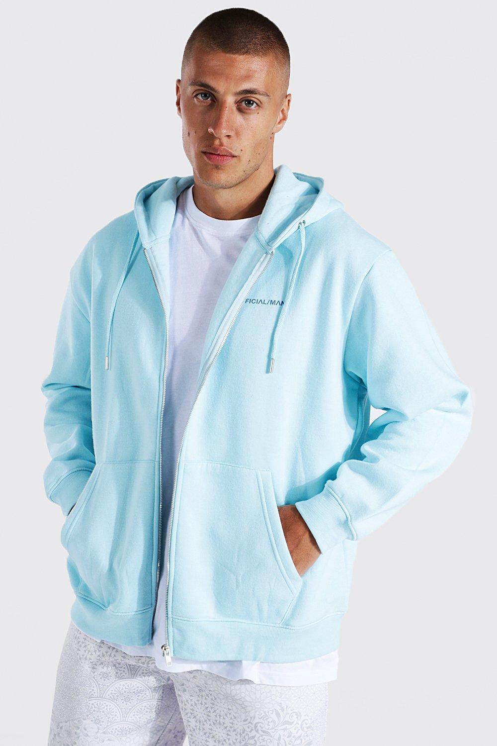 Boohooman light blue hoodie hot sale